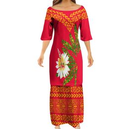 Custom Made Women Fashion Elegant Club Bodycon Dresses Samoan Puletasi Polynesian Tribe Design Dress 2 Set Wholesale Price 220706