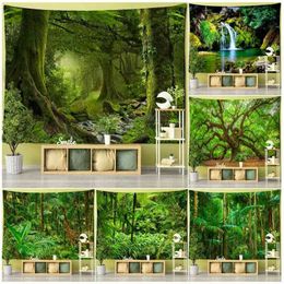 Tapestry Nature Landscape Forest Tapestry Tropical Jungle Plants Palm Trees Wat