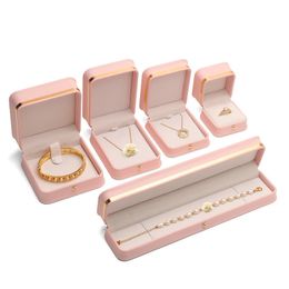 Jewelry Box PU Leather Gift Case Ring Necklace Bracelet Pendant Jewelry Storage Boxes for Proposal Wedding Anniversary
