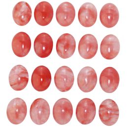 Cherry Quartz Oval Flat Back Gemstone Cabochons Healing Chakra Watermelon Crystal Stone Bead Cab Covers No Hole for Jewellery Craft Making