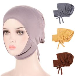 Muslim Inner Cap Headscarf for Women Hijab Scarf Headwraps Turbans Head Band Hair Cover Caps Islamic Solid Hat Elastic Bonnets