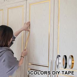 50M Brushed Gold Silver Floor Edging Waterproof Seam Wall Stickers Wall Gap Ceiling Home Decoration Selfadhesive Tile Tape 220727