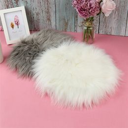 30cm Soft Sheepskin Cushion Chair Bedroom Mat Artificial Wool Rug Warm Hairy Carpet Seat Fur Rugs 220811