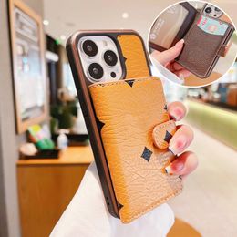 Designer M Wallet Phone Cases for iPhone 14 Plus 15 Pro Max 13 12 Pro 11 XS Shell Fashion Luxury Brand Card Holder Credit Pocket Coin Purse Leather Brown Shockproof Cover