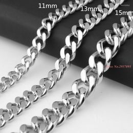 11/13/15 Mm Wide Curb Chain Link Silver Colour Stainless Steel Necklace Mens 7-40" Choose Chains Morr22