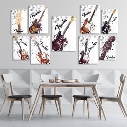 paintings guitars wall UK - Paintings Innovative Painting Guitar Fender Bass Poster Decorative Modern Art Wall Home Decoration Frameless