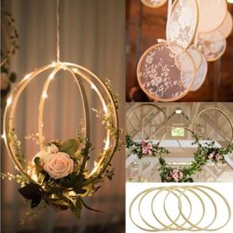 flower dream catcher Canada - Party Decoration 5pcs lot Bamboo Wreath Dream Catcher Embroidery Hoop Wood Crafts Hanging Flower Birthday Wedding Decorations
