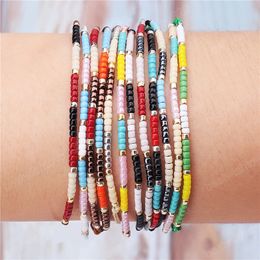 Vintage Colorful Small Beads Bracelets Hobo Handmade Rope Weave Bracelets for Women Trandy Jewelry Gift