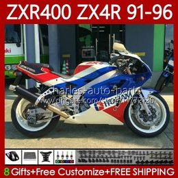 Red blue Body Kit For KAWASAKI NINJA ZXR 400 CC ZX-4R ZXR400 91 92 93 94 95 96 Cowling 138No.18 ZX4R 400CC ZX 4R ZXR-400 1991 1992 1993 1994 1995 1996 ABS Full Fairings