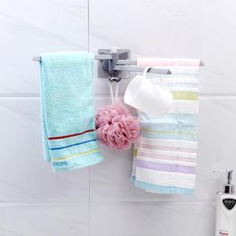 Towel Racks Three Arm Rail Holder Rotating Rack Waterproof Bathroom Kitchen Wall Mount Shelf Hanger Plastic Suction Cup Bar