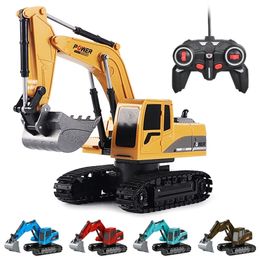 RC Excavator Toy 2.4Ghz 6 Channel 1:24 RC Engineering Car Alloy And Plastic Excavator 6CH And 5CH RTR For Kids Christmas Gift 220429