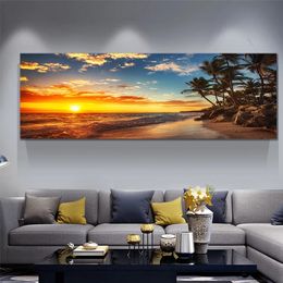 OceanVibes Seascape Canvas Print - Modern Home Decor Wall Art for Living Room - Tranquil Tree Landscape - Coastal Serenity