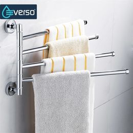 Everso Stainless Steel Towel Bar Rotating Rack Bathroom Kitchen Wallmounted Polished Holder Hardware Accessory Y200407