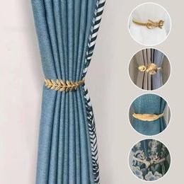 Metal Curtain Clip Tieback Buckle Clips Curtain Holders Golden Silver Colour Leaves Bow Elk Buckle Tie Back Curtain Accessories 0616