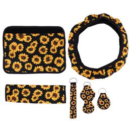 Steering Wheel Covers 1 Set Sunflower Belt Cover Car Accessories Interior Accessory For (Black And Yellow)