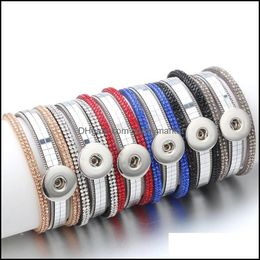 Charm Bracelets Jewellery 2021 Snap Leather Button 18Mm Bracelet Leopard Rhinestone For Women Ze562 Drop Delivery Dgd51