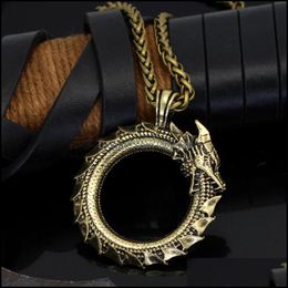 Pendant Necklaces Pendants Jewellery Ouroboros Eat Their Own Tail For Men Domineering Retro Accessories Ox Dhbwp