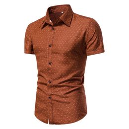 5 Colors Men's Casual Shirts Polka Dot Pattern Short Sleeve Fashion Tops Mens Outdoor Clothes