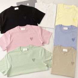 Luxury Heart Pattern T-shirts Candy Color Unisex Summer Short Sleeve Fashion Tees Men Women Designers Casual Hip-hop Tops