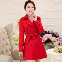 Women's Trench Coats 2021 Spring Autumn Coat Women Double Breasted Windbreaker Female With Belt Long Plus Size Overcoat Outerwear E13 T220809