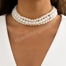 Charms Layered Pearl Beaded Chain Necklace for Women Trendy Wedding Pearl Bead Short Choker Necklaces 2022 Fashion Jewelry Collar