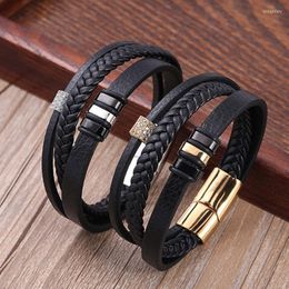 Charm Bracelets Men Leather Bracelet Hand-woven Fashion Stainless Steel Pave Cubic Zirconia For Jewellery GiftCharm Lars22