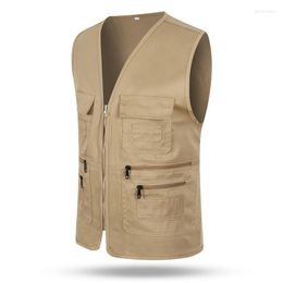 Men's Vests Multi-Pocket Vest Jacket Men's Casual Plus Size Slim Fit Outerwear Sleeveless Zipper Male Clothes Cotton WaistcoatMen's Phin