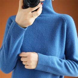 sweater women's turtleneck pullover long-sleeved raglan solid Colour wool fall winter thick knitted bottoming shirt 201224