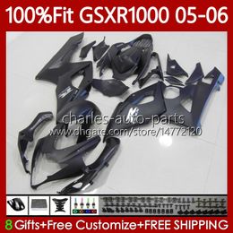 Injection Mould Fairings For SUZUKI GSXR 1000 CC K5 GSXR-1000 GSXR1000 05 06 Bodywork 122No.127 1000CC GSX R1000 2005 2006 GSX-R1000 Matte black 2005-2006 OEM Body Kit