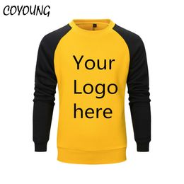 US Size Sweatshirts Men Warm Pullover Streetwear Customised Printed Design DIY Striped Round Collar Fleece Hoodies 220704