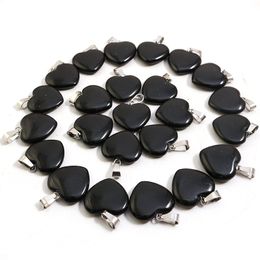 Natural Stone 20mm heart Charms Black Obsidian Chakra Healing Pendants for Necklace earrrings Jewelry Making Findings