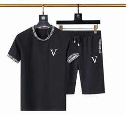 Casual Suit Mens Tracksuit Fashion alphabet pattern Summer Sportwear Crew Neck Short Sleeves T-shirt+shorts 2 Colour Option High Quality 20220 98