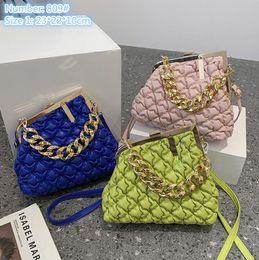 Whole ladies shoulder bags small fresh solid color leather handbag trend car sewing plaid chain bag chains decoration women mo246T