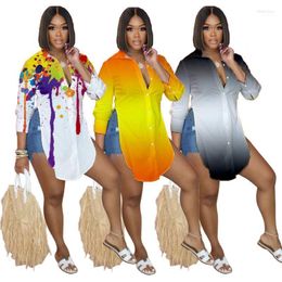 Ethnic Clothing Sexy V Neck Long Sleeve Shirt Women African Clothes 2022 Fashion Dashiki Print Party Dresses For