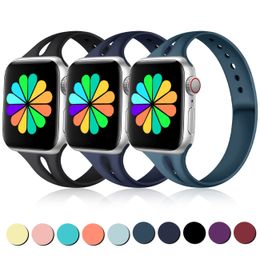 Slim Silicone Strap For Apple Watch band 44mm 40mm 41mm 45mm Sofe Rubber Belt Corr Watchband bracelet Accessories Iwatch 3 4 5 SE 6 7 Smart Straps