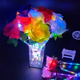 LED Rose Flower Party Favor Single Luminous Rose Multicolor Eternal Roses Romantic Valentine's Day Birthday Gift