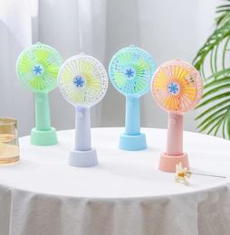 Mini hand-held fan charging light with base desktop can print LOGO creative student USB small fan for outdoor indoor