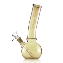 Circular Charm: 8.3-Inch Bent Neck Glass Bong with Diffused Downstem Percolator, 14mm Female Joint
