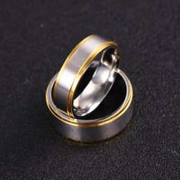 Wedding Rings Couple Ring Gold-Color Jewelry For Women Man Titanium Steel Lovers Stainless Bands 6mm 8mmWedding