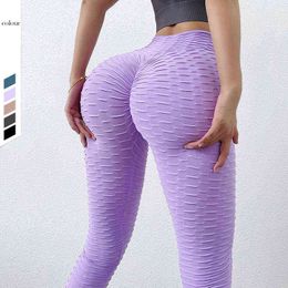 New Jacquard Bubble Yoga Pants Women Clothing Gym Sport Peach Bil Seamless Leggings Sexy Run Fitness J220706
