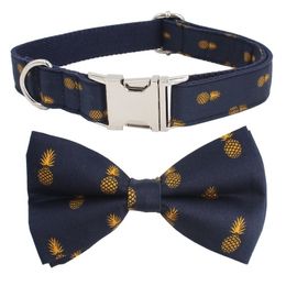 tropical pine Dog Collar Bow Tie with Metal Buckle Big and Small Dog&Cat Pet Accessories Y200515