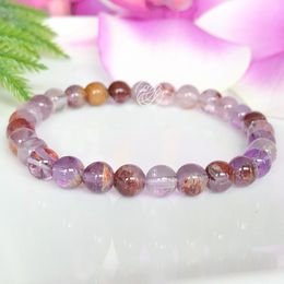 MG1501 Strand 6 mm Super Seven Melody Stone Bracelet Natural Quartz Healing Crystals Bracelet Cacoxenite Mala Bracelets Psychic Gift