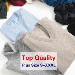 New Wool Pure Cashmere Sweater Men Sweaters Autumn And Winter V Neck Pull Soft Casual Man Sweaters S-XXXL L220730