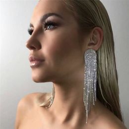 Women Claw Chain Earrings Long Tassel Studs Luxury Trend Rhinestone Dinner Party Drop Earring Gifts Dangles Exaggerated Fashion Jewellery Accessories