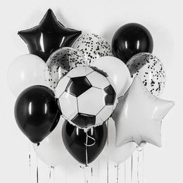 Party Decoration 1set Soccer Football Sports Theme Balloons Helium Foil Mix Latex Balloon Black Green Boy Happy Birthday DecorationsParty