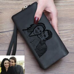 Wallets Women Po Wallet Personalised Gift For Mom Her Ladies Long Custom Engraved Double Zipper Clutch Mother's Day GiftsWallets