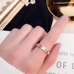 Vintage Roman Numerals Rhinestone Rings Temperament Fashion 6mm Width Stainless Steel Rings For Men Women Jewelry Gift