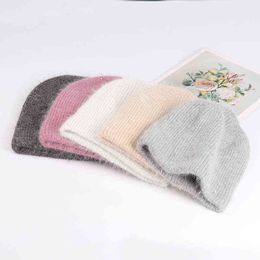 Fishrover 9 Colours Lurex Sequins Rabbit Fur Hats Winter Hat For Woman Best Match Real Fur Woman Autumn Warm Skullies wholesale J220722