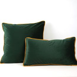 Brown Yellow Edge Velvet Olive Green Cushion Cover Pillow Case ChairSofa No Ballingup Home Decor Without Stuffing Y200103