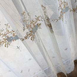 Curtain & Drapes Customised Light Luxury Simple European Fine Embroidery Screens French Romantic Princess Lace Gauze Curtains Tulle N286Curt